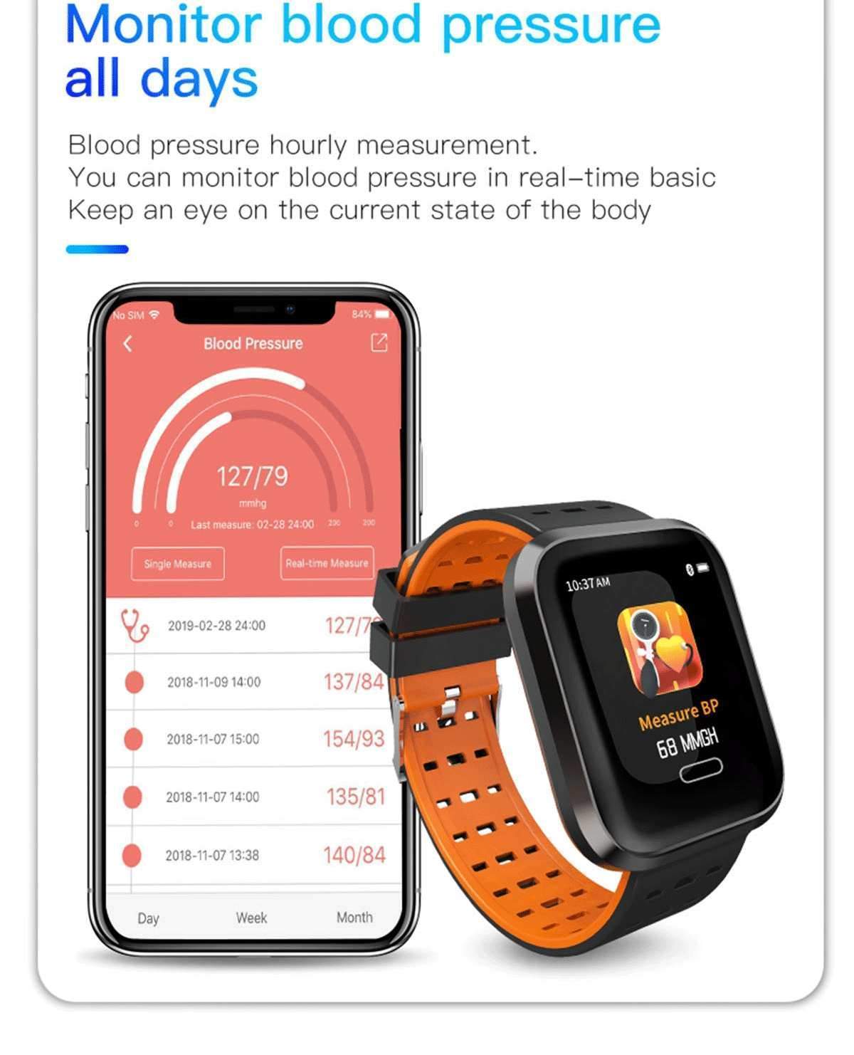 New Multi-Sport Heart Rate Blood Pressure Blood Oxygen Monitor Fitness Sport Smartwatch For Men Women - RAPBLUE