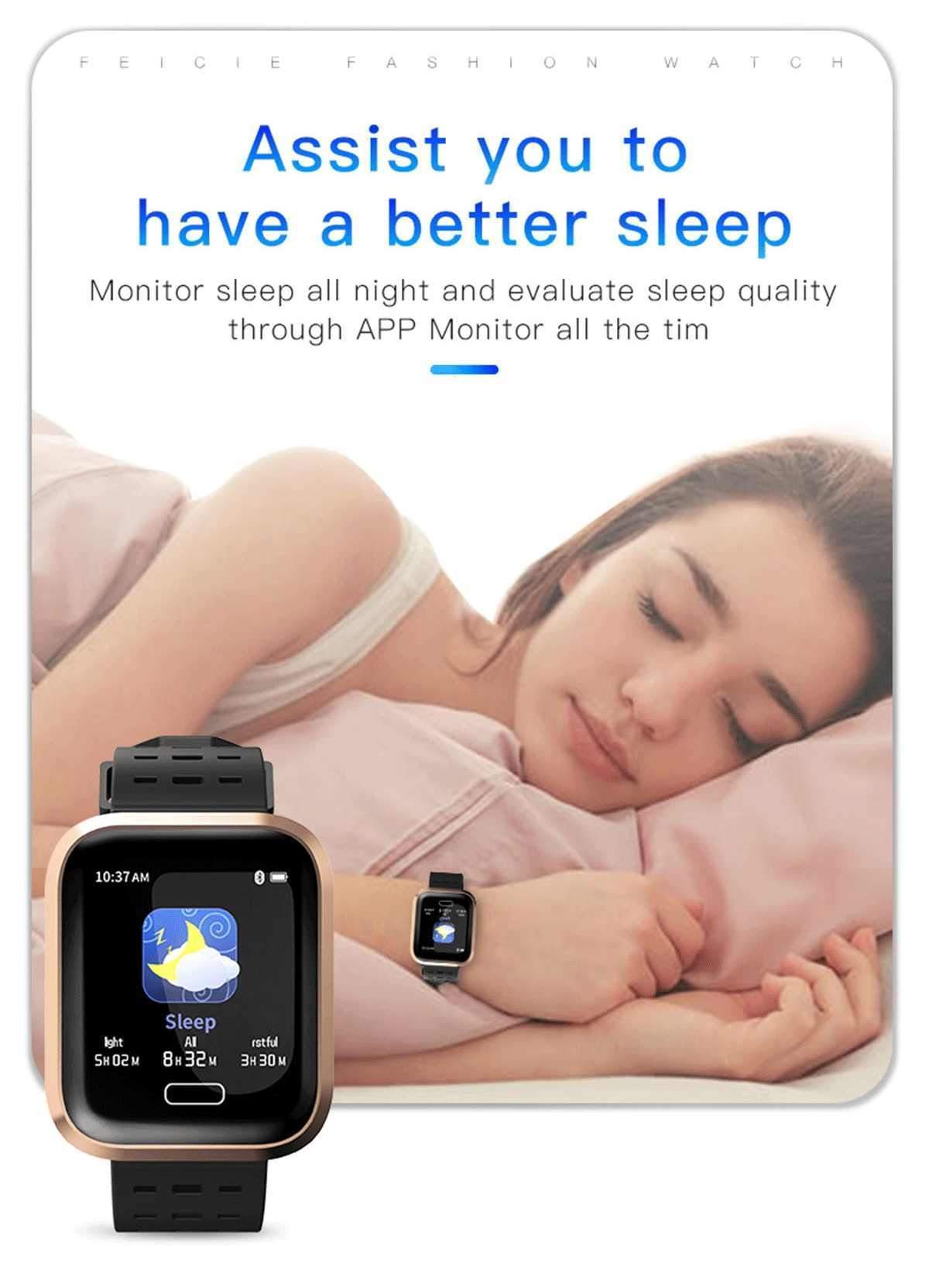 New Multi-Sport Heart Rate Blood Pressure Blood Oxygen Monitor Fitness Sport Smartwatch For Men Women - RAPBLUE