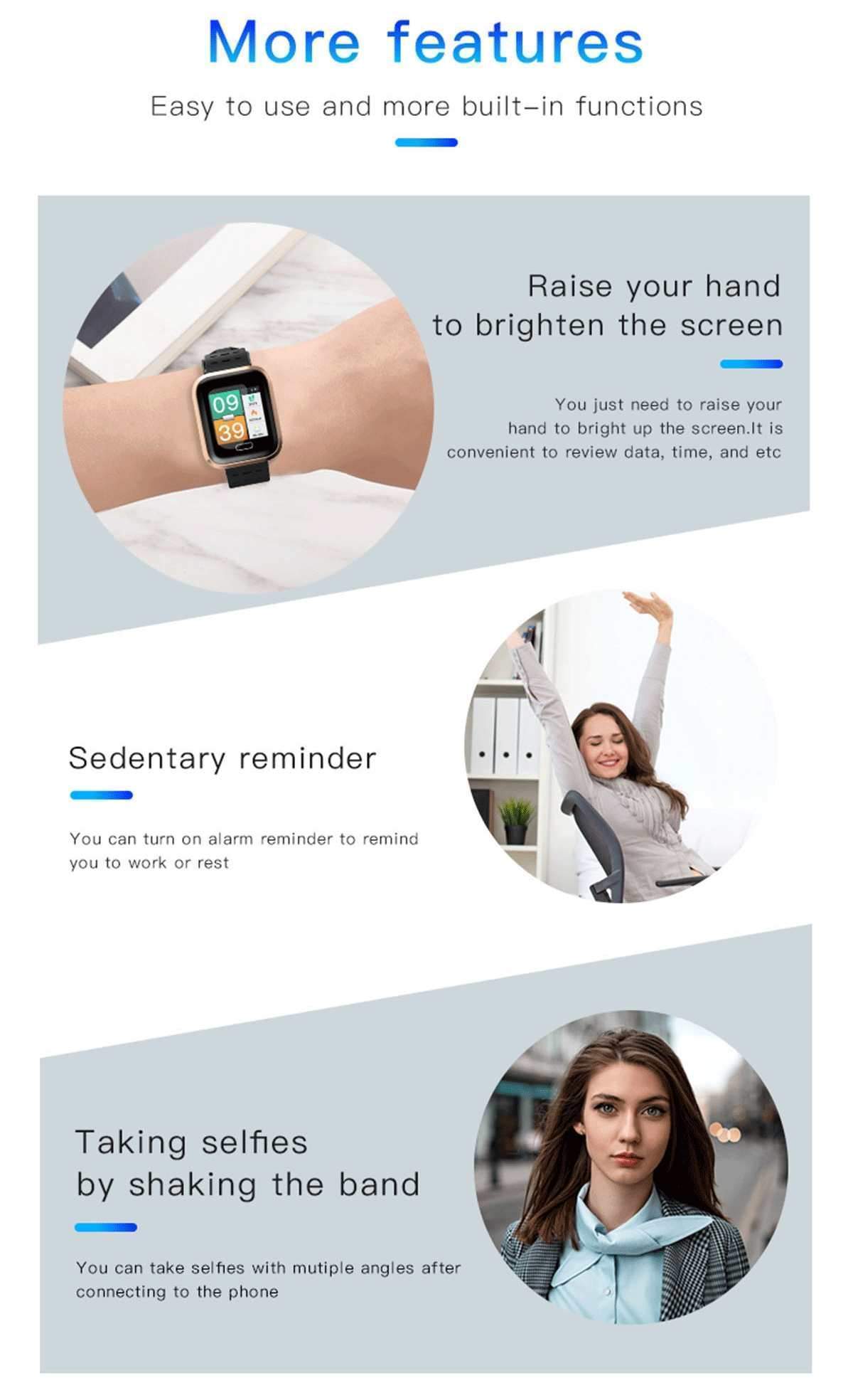 New Multi-Sport Heart Rate Blood Pressure Blood Oxygen Monitor Fitness Sport Smartwatch For Men Women - RAPBLUE