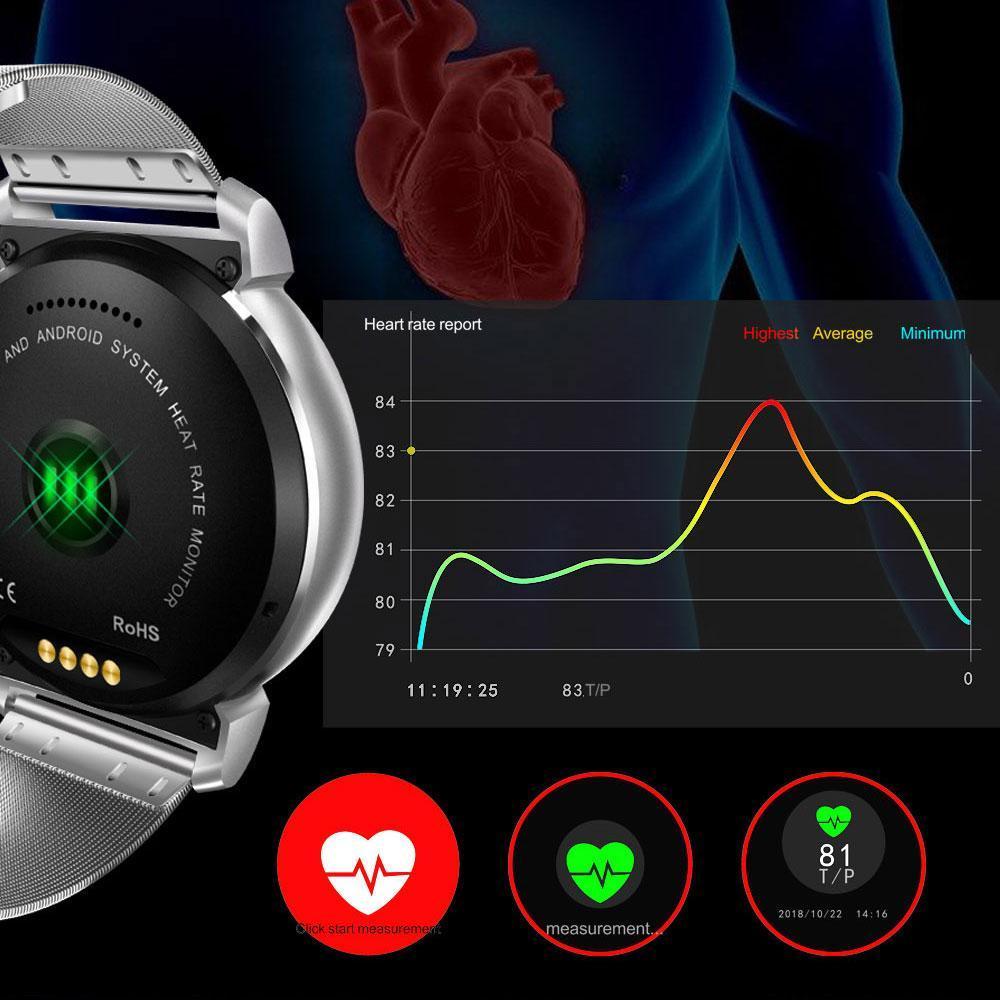 HD Smartwatch Display Heart Rate Monitor Pedometer Fitness Tracker For Android IPhone - RAPBLUE