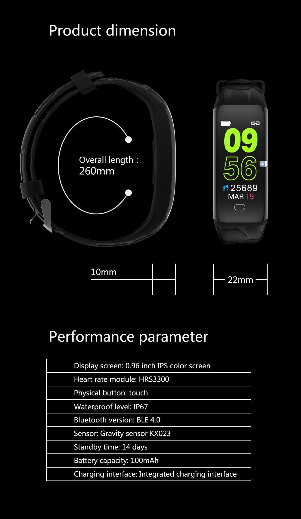 New Heart Rate Blood Pressure Fitness Bracelet IP67 Waterproof Sport Smart Band For iPhone Android - RAPBLUE