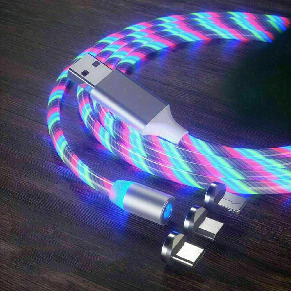 IGLOW™ GLOWING LED MAGNETIC 3 IN 1 USB CHARGING CABLE - RAPBLUE