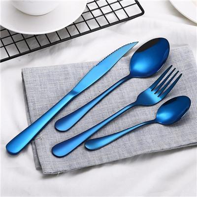 4 Pcs Beautiful Dinnerware Set - Stainless Steel Cutlery Silverware Tableware - RAPBLUE