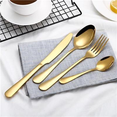 4 Pcs Beautiful Dinnerware Set - Stainless Steel Cutlery Silverware Tableware - RAPBLUE