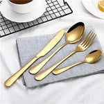 4 Pcs Beautiful Dinnerware Set - Stainless Steel Cutlery Silverware Tableware - RAPBLUE